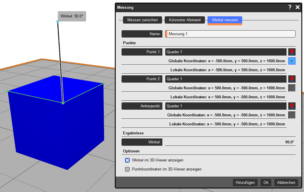 Funktion 'Winkel messen'