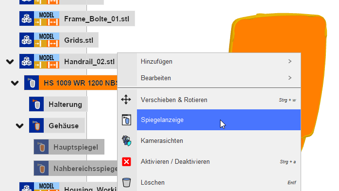 Funktion 'Spiegelanzeige'