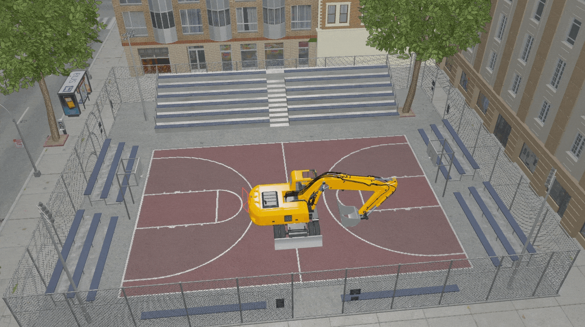 Bewegung eines Radbaggers