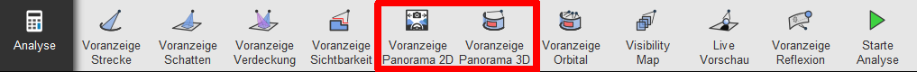 Funktionen 'Panorama 2D' und 'Panorama 3D'