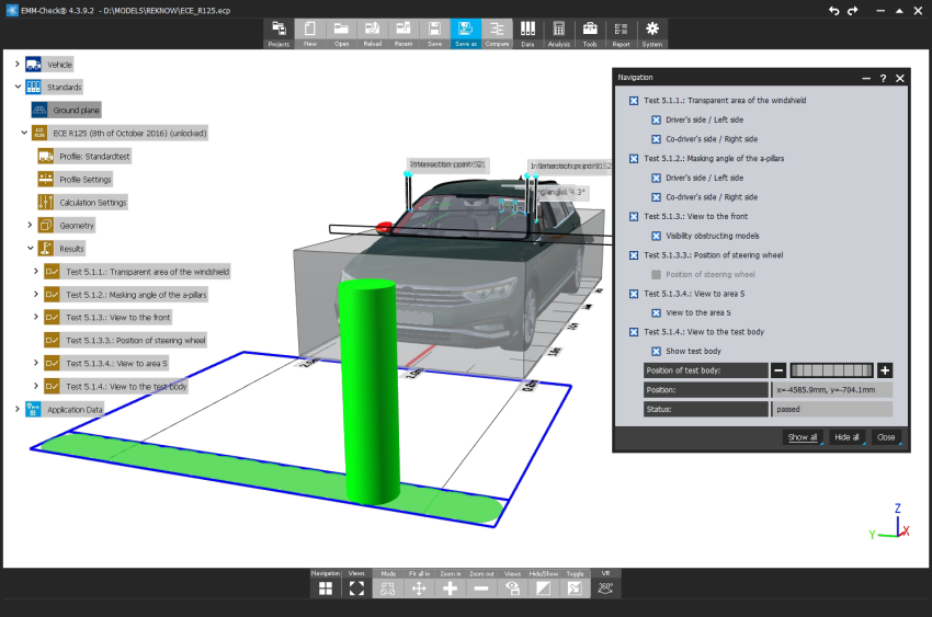 Test environment of ECE R125